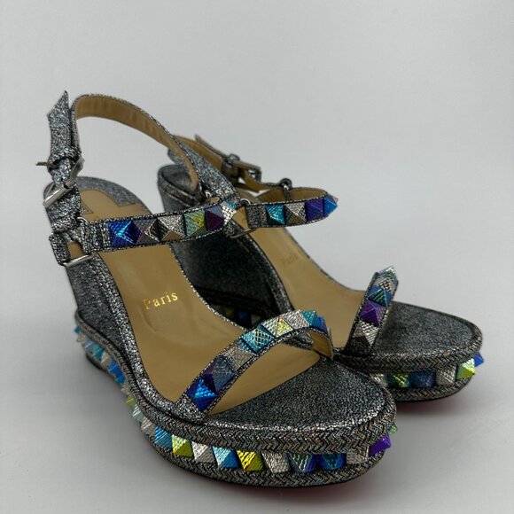 Louboutin Metallic Sparkle Nappa Mica Pyraclou 110 - Size 39 - Picture 2 of 8
